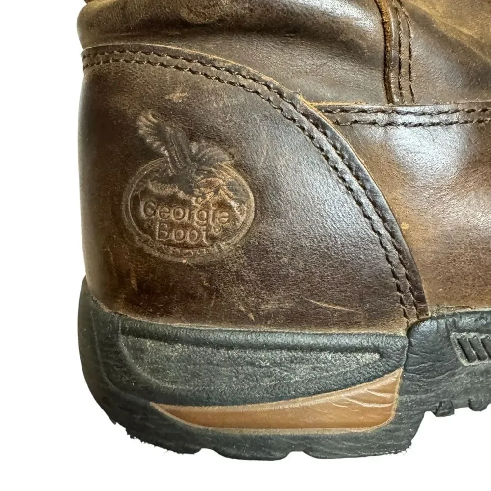 Georgia Boot Big Kids 7 Inch Pull On Brown Boots Size 3.5